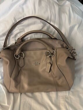 Coach Beige Leather Satchel with Top Handles